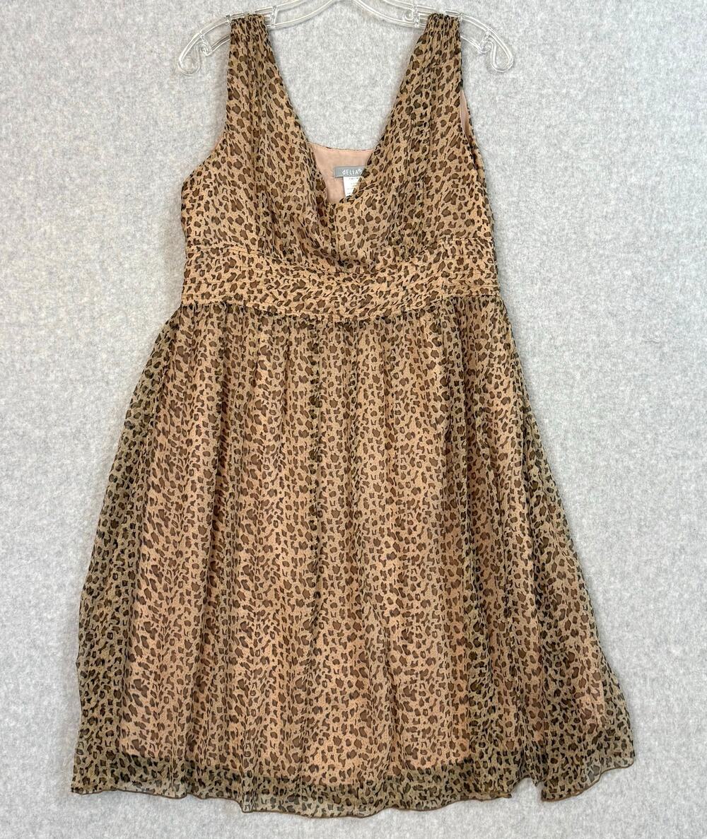 Vtg Delias 100% Silk Animal Print Babydoll Dress Size 13 Lined Feminine Edgy